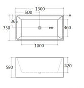 1300mm Free Standing Square Bathtub
